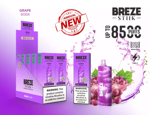 BREZE STIIK BS8500 Vape Pen 8500 Puffs 3 mērogoti