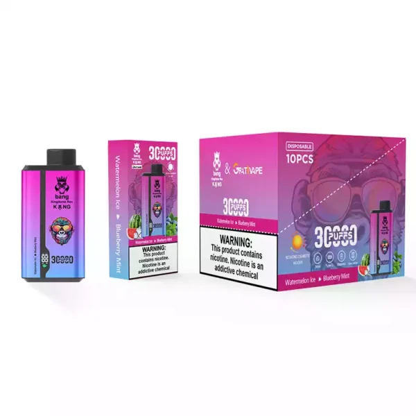 Перезаряджуваний одноразовий вейп Bang King Grativape на 30 000 затяжок із сітчастою котушкою та електронною рідиною 36 мл – низький рівень нікотину від 0% до 5% доступний для оптових замовлень (11)