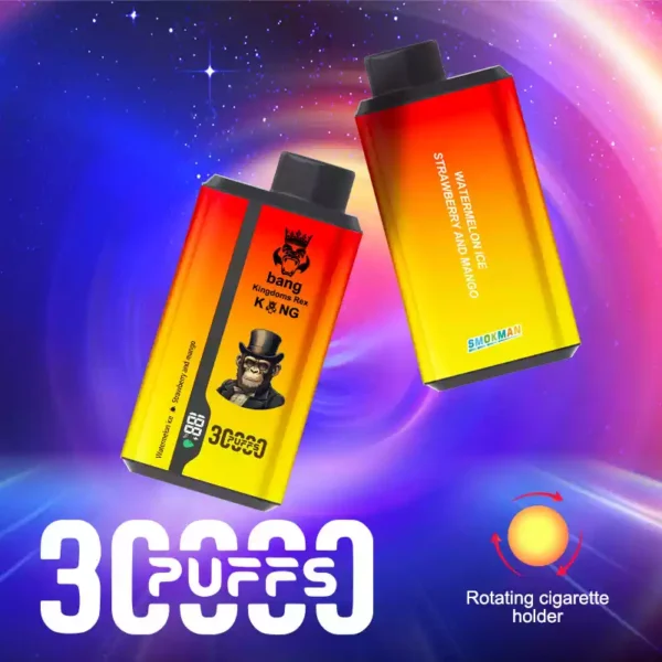 Перезаряджуваний одноразовий вейп Bang King Grativape на 30 000 затяжок із сітчастою котушкою та електронною рідиною 36 мл – низький рівень нікотину від 0% до 5%, доступний для оптових замовлень (15)