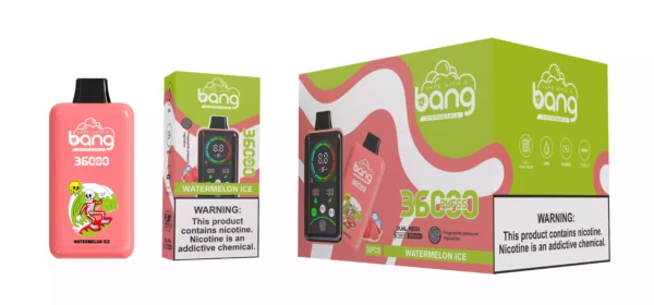 Vape de unică folosință Bang 36000 Puffs de înaltă calitate cu rezervor dublu de e-lichid de 36 ml și opțiuni multiple de nicotină (1)