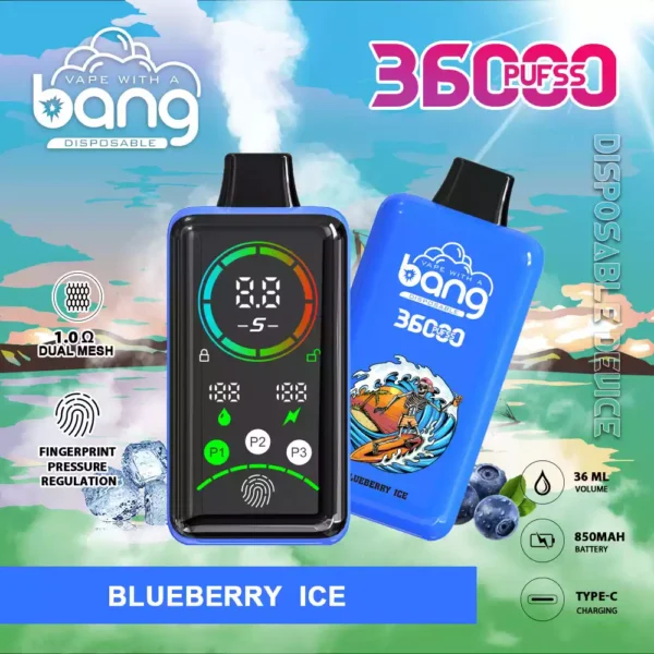 Vape de unică folosință Bang 36000 Puffs de înaltă calitate cu rezervor de lichid electronic dublu de 36 ml și opțiuni multiple de nicotină (15)