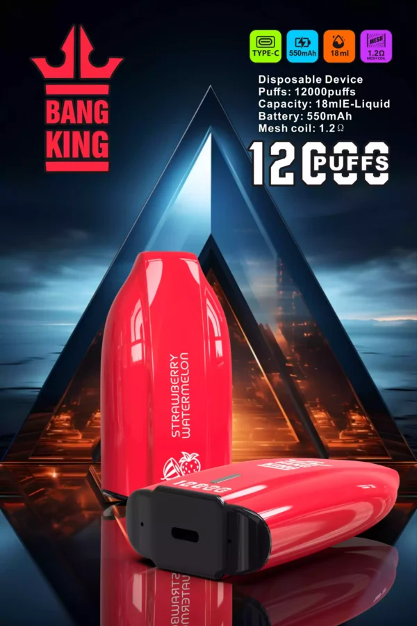 Χονδρική Bang King 12000 Puffs Vape μίας χρήσης Απολαύστε εξαιρετικό άτμισμα με χωρητικότητα 12 ml και επαναφορτιζόμενη μπαταρία (4)